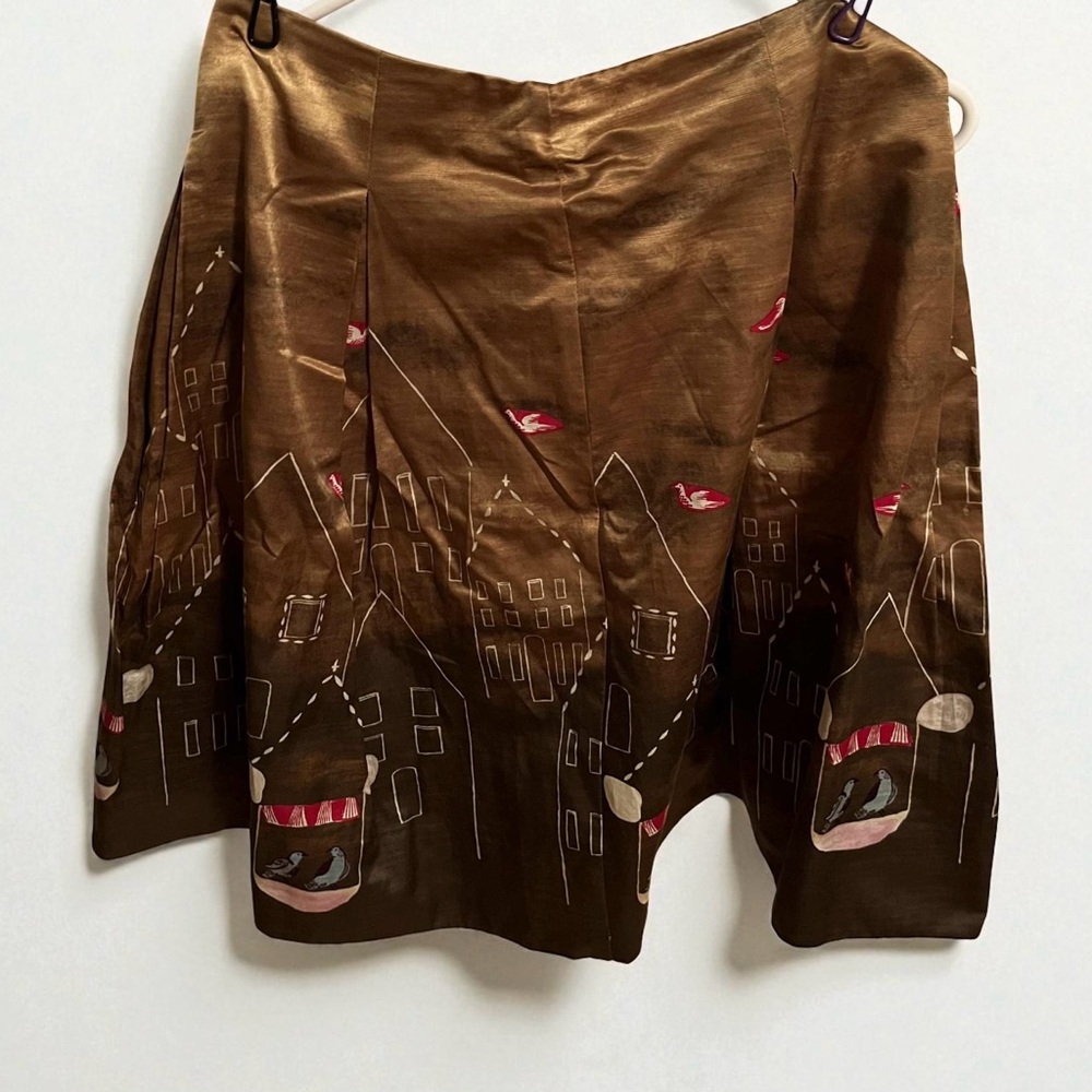 Anthropologie Brown and Pink Midi Skirt